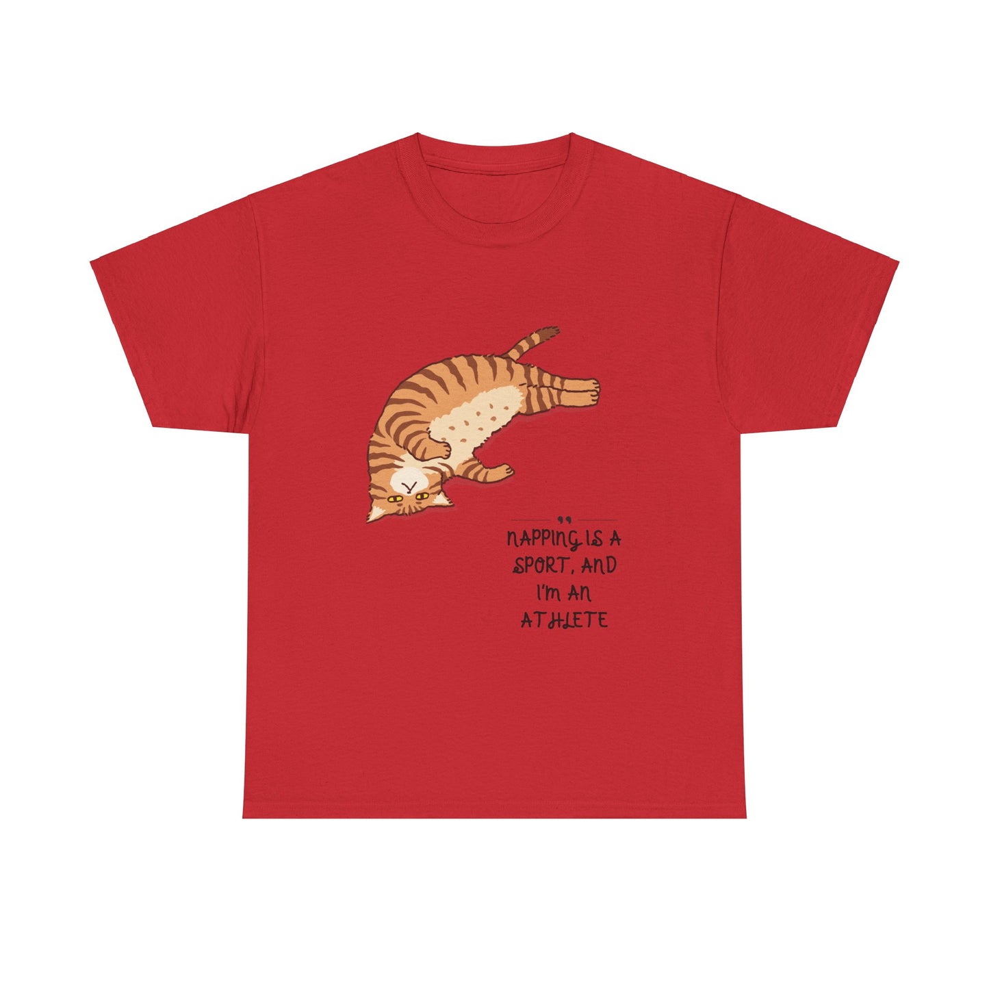 Unisex Schweres Baumwoll-T-Shirt —Cat Nap Athlete