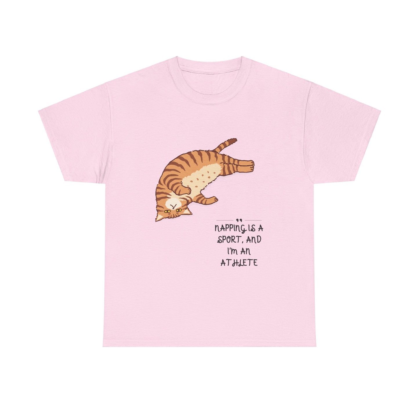 Unisex Schweres Baumwoll-T-Shirt —Cat Nap Athlete