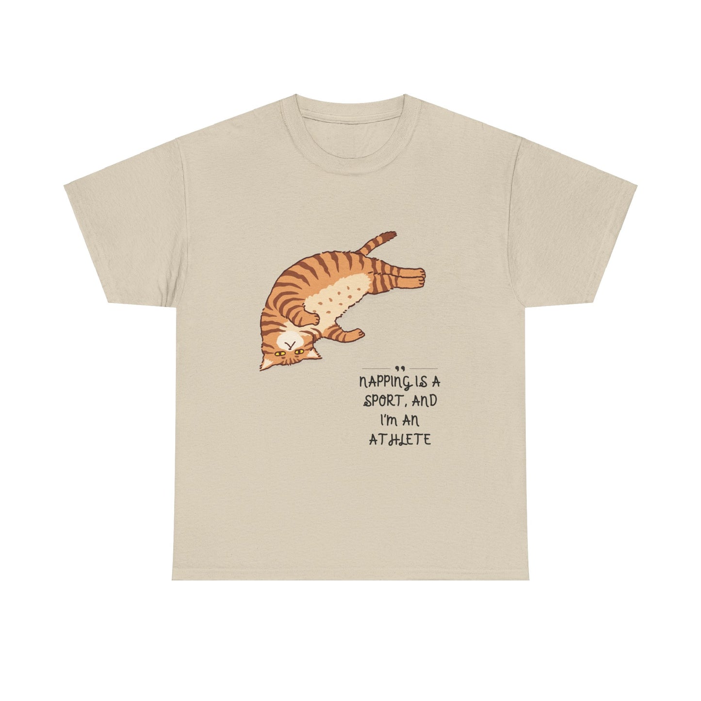 Unisex Schweres Baumwoll-T-Shirt —Cat Nap Athlete