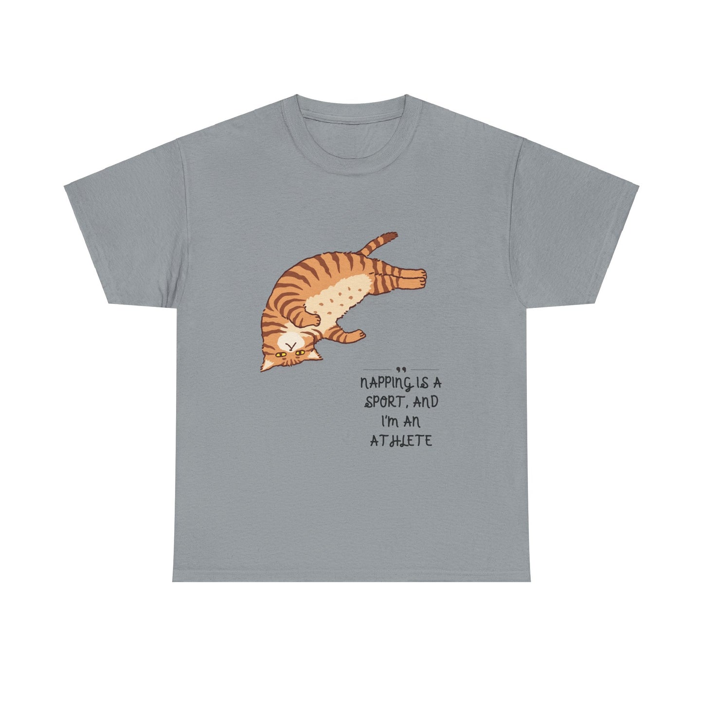 Unisex Schweres Baumwoll-T-Shirt —Cat Nap Athlete