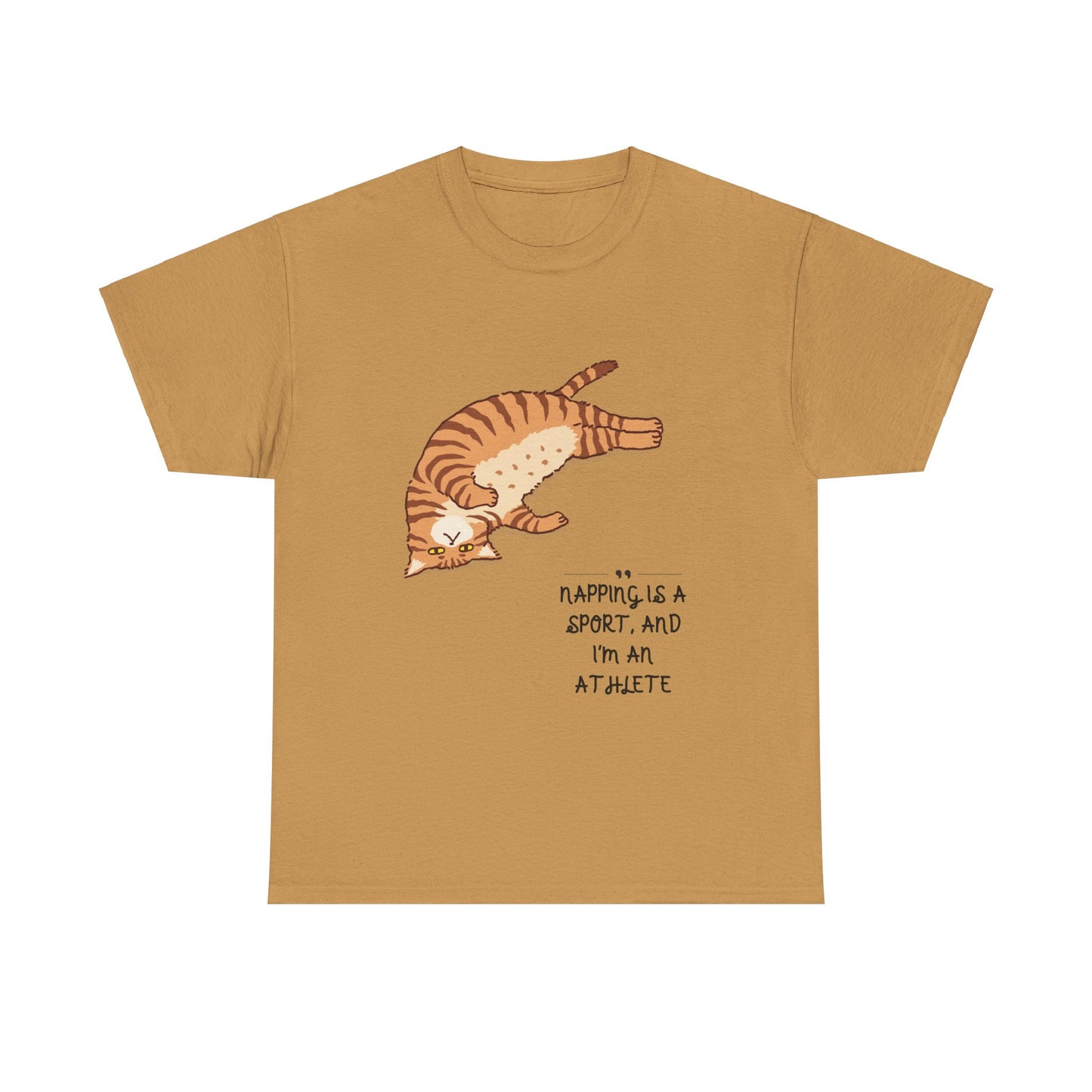 Unisex Schweres Baumwoll-T-Shirt —Cat Nap Athlete