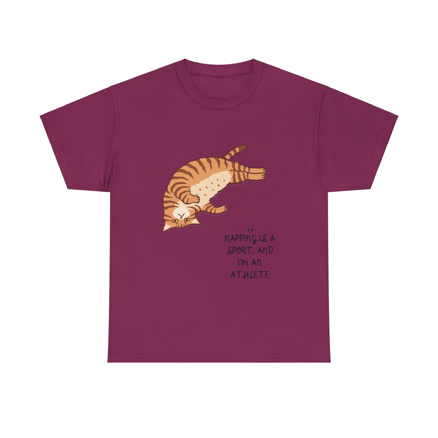 Unisex Schweres Baumwoll-T-Shirt —Cat Nap Athlete