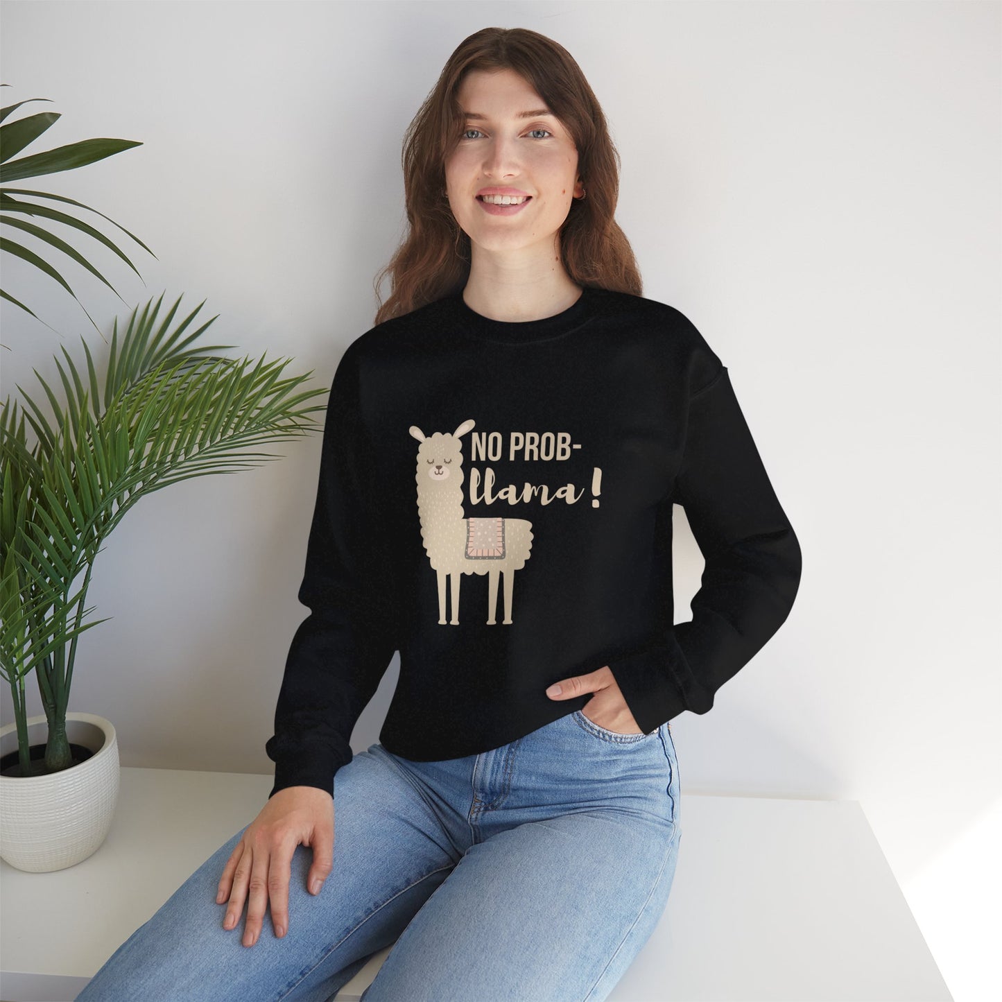 Unisex Heavy Blend Crewneck Sweatshirt—No Prob Llama