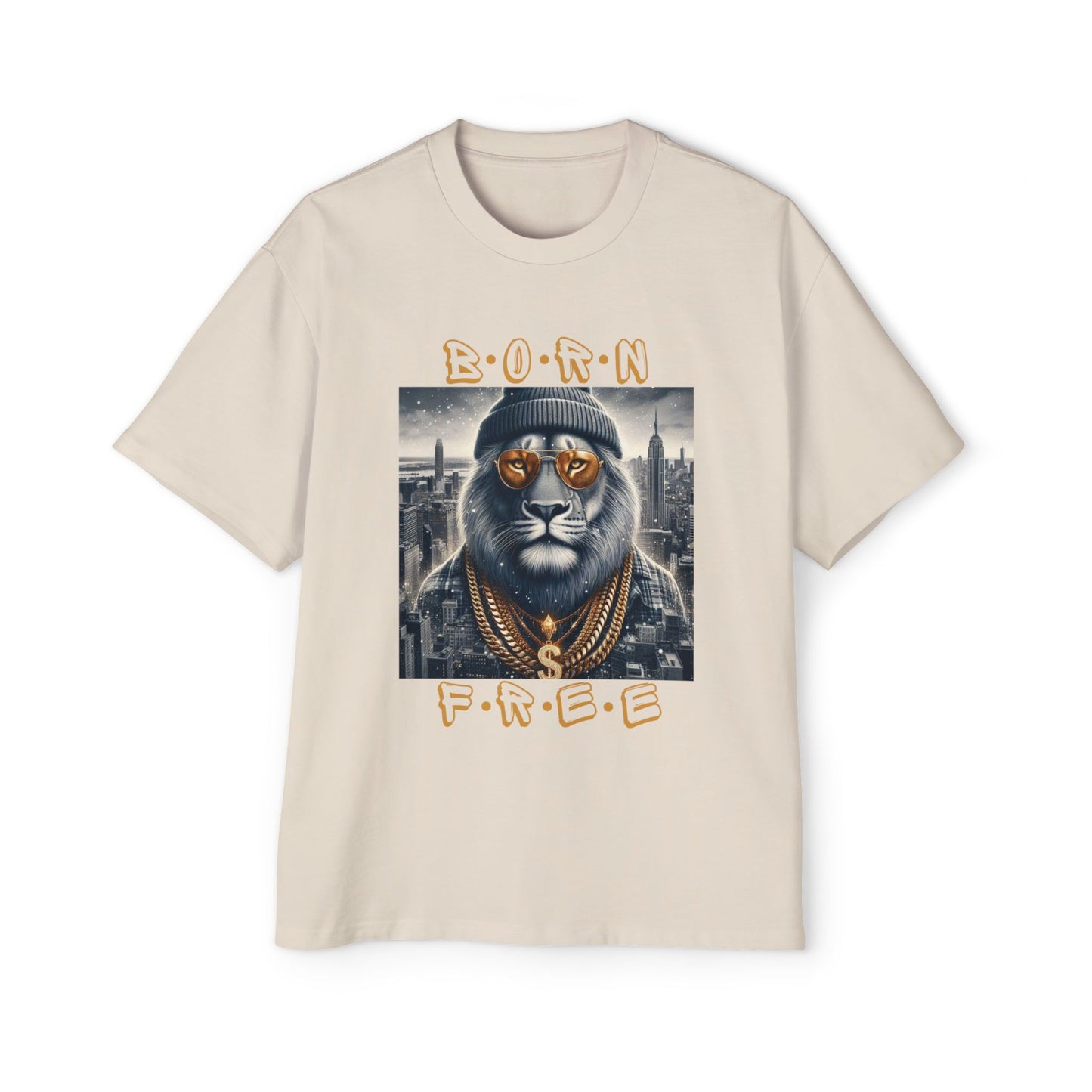 Men's Oversized Drop-Shoulder Crewneck Tee—BORN FREE