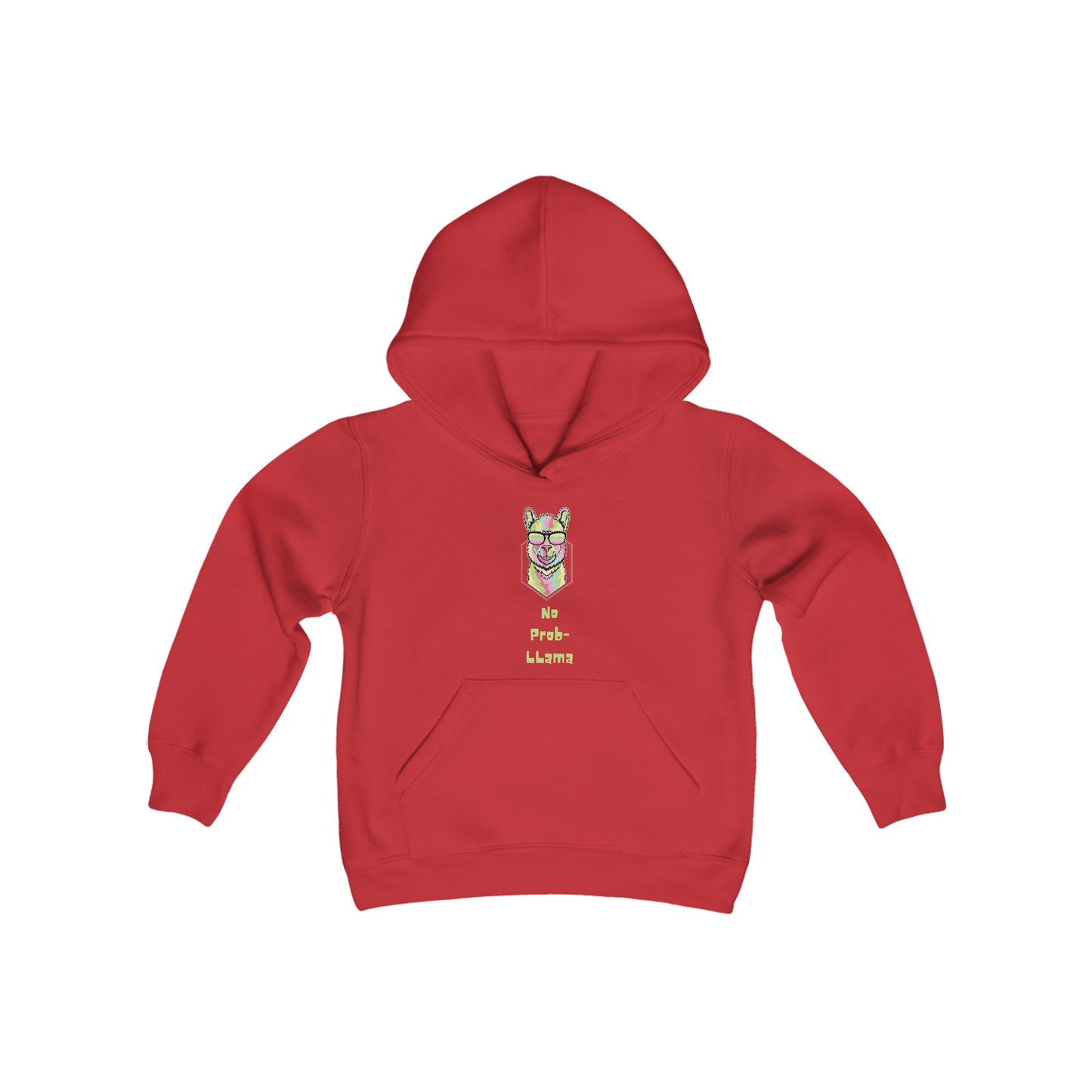 Youth Heavy Blend Hooded Sweatshirt—No Prob Llama