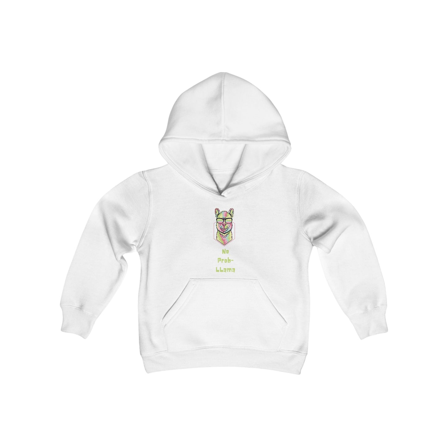 Youth Heavy Blend Hooded Sweatshirt—No Prob Llama