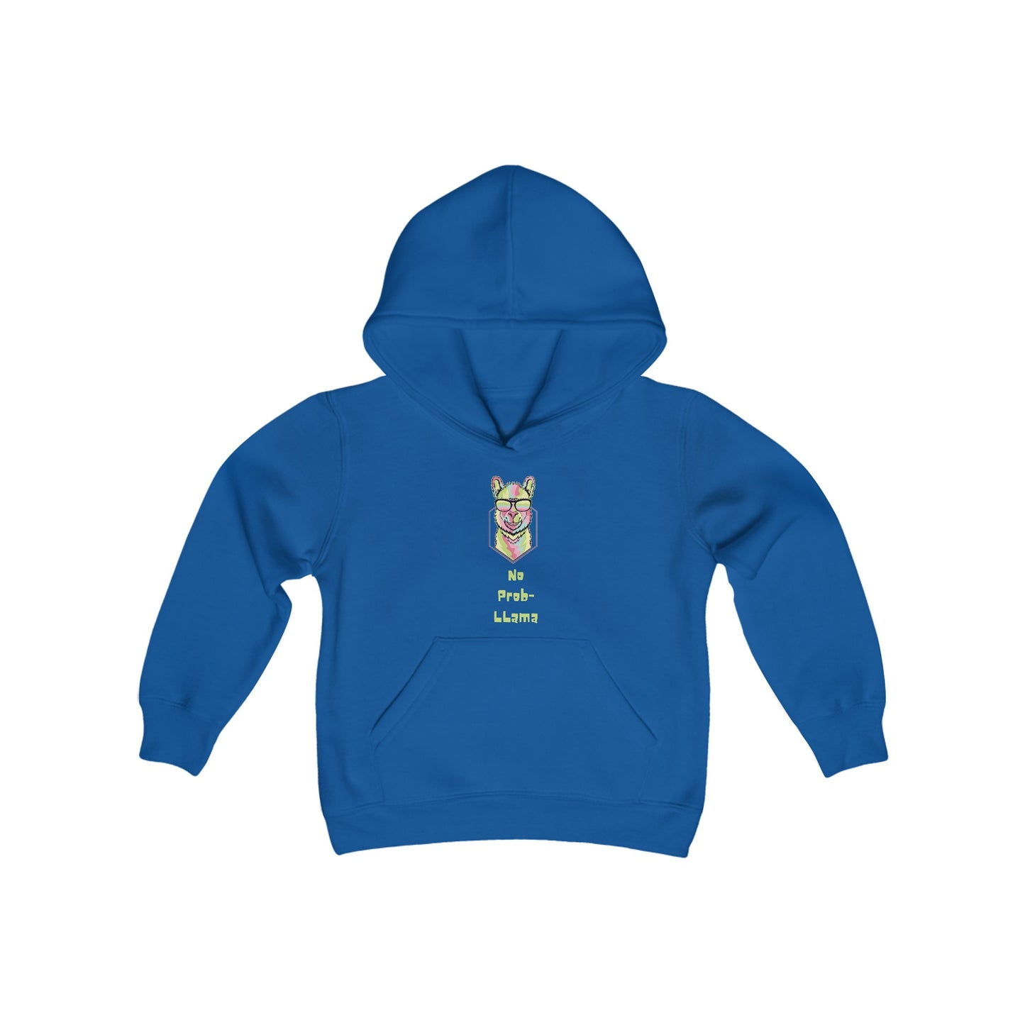 Youth Heavy Blend Hooded Sweatshirt—No Prob Llama