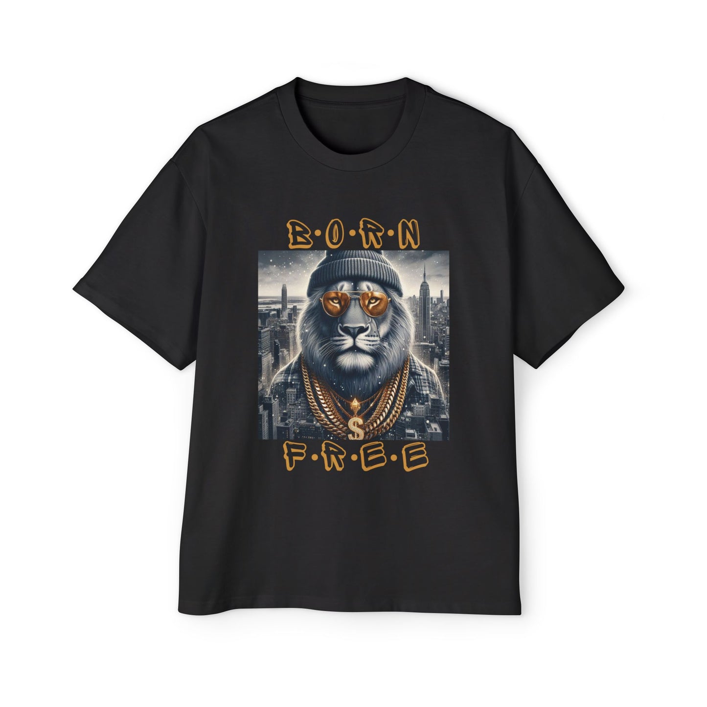 Men's Oversized Drop-Shoulder Crewneck Tee—BORN FREE