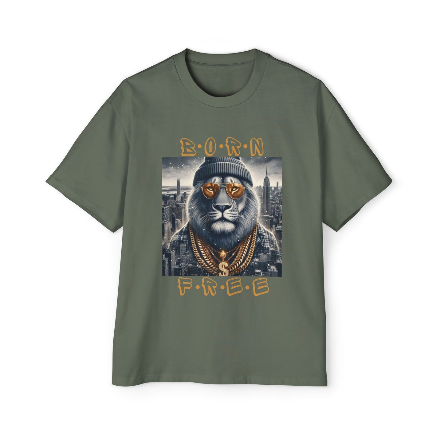 Men's Oversized Drop-Shoulder Crewneck Tee—BORN FREE