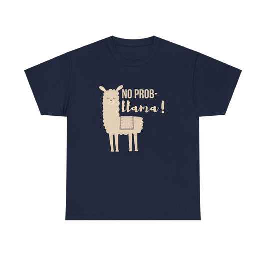 Unisex-T-Shirt aus schwerer Baumwolle – No Prob Llama