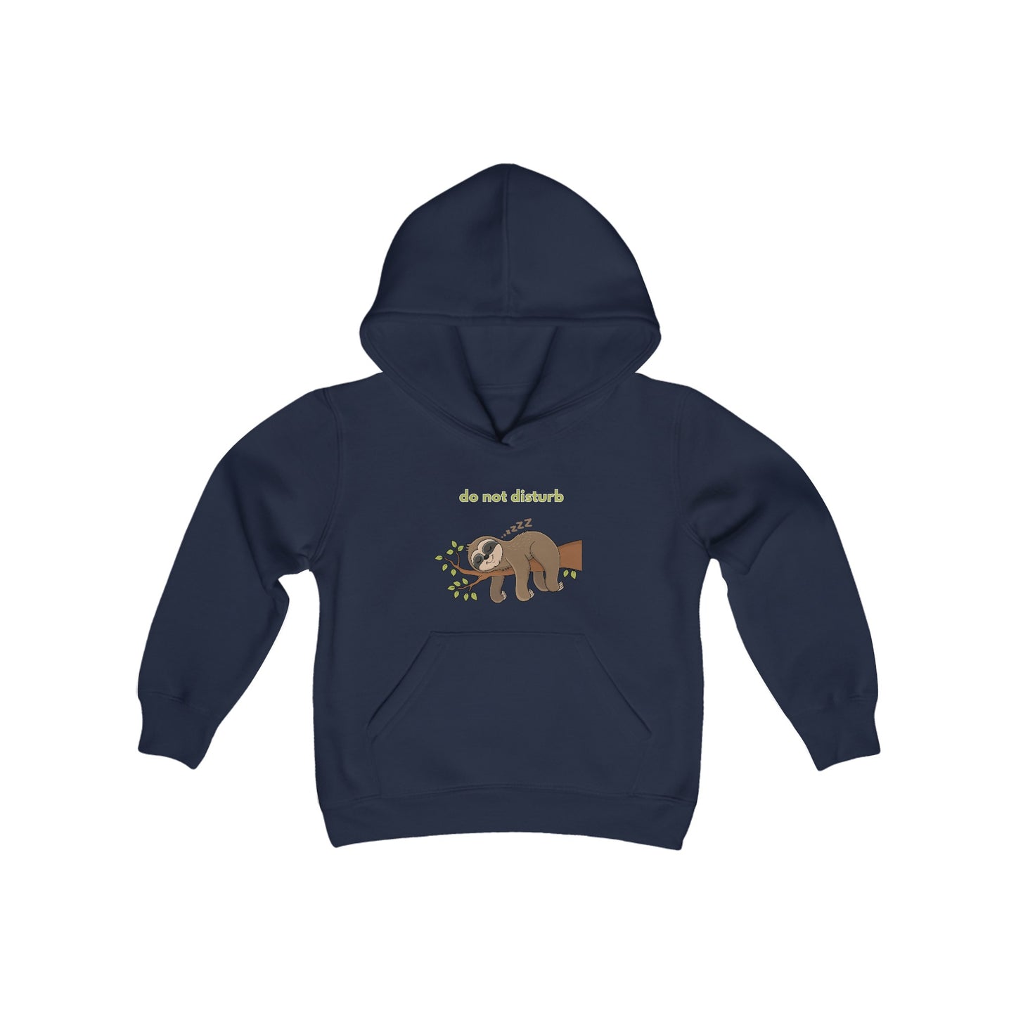 Youth Heavy Blend Hooded Sweatshirt—Sleeping Sloth 'Do Not Disturb'