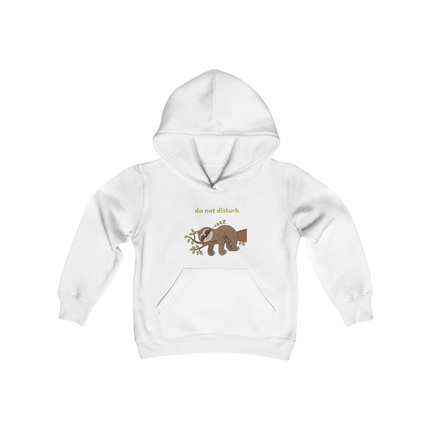 Youth Heavy Blend Hooded Sweatshirt—Sleeping Sloth 'Do Not Disturb'