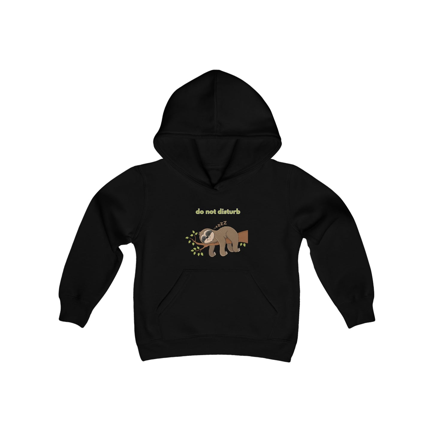 Youth Heavy Blend Hooded Sweatshirt—Sleeping Sloth 'Do Not Disturb'