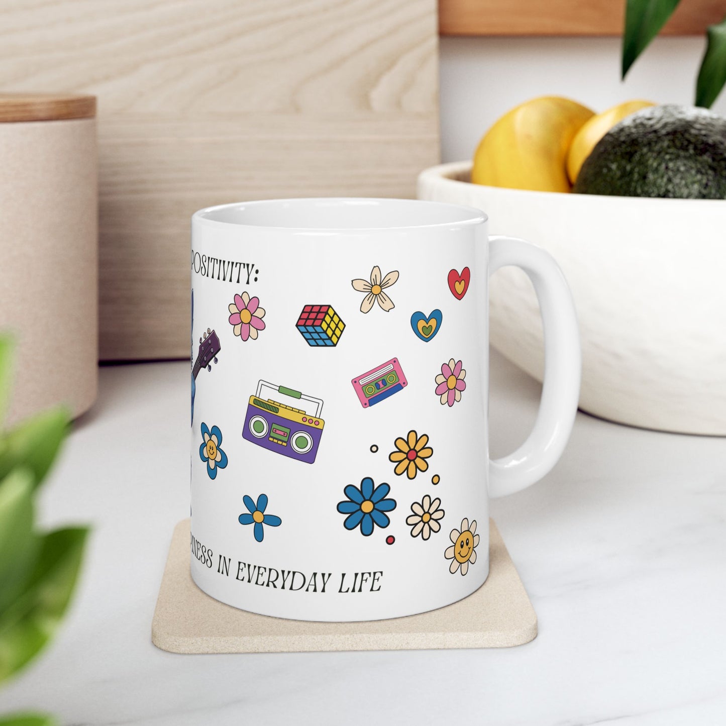 Positive Vibes Ceramic Mug—11oz | Inspirational Quote Coffee Cup for Daily Positivity & Gift Giving