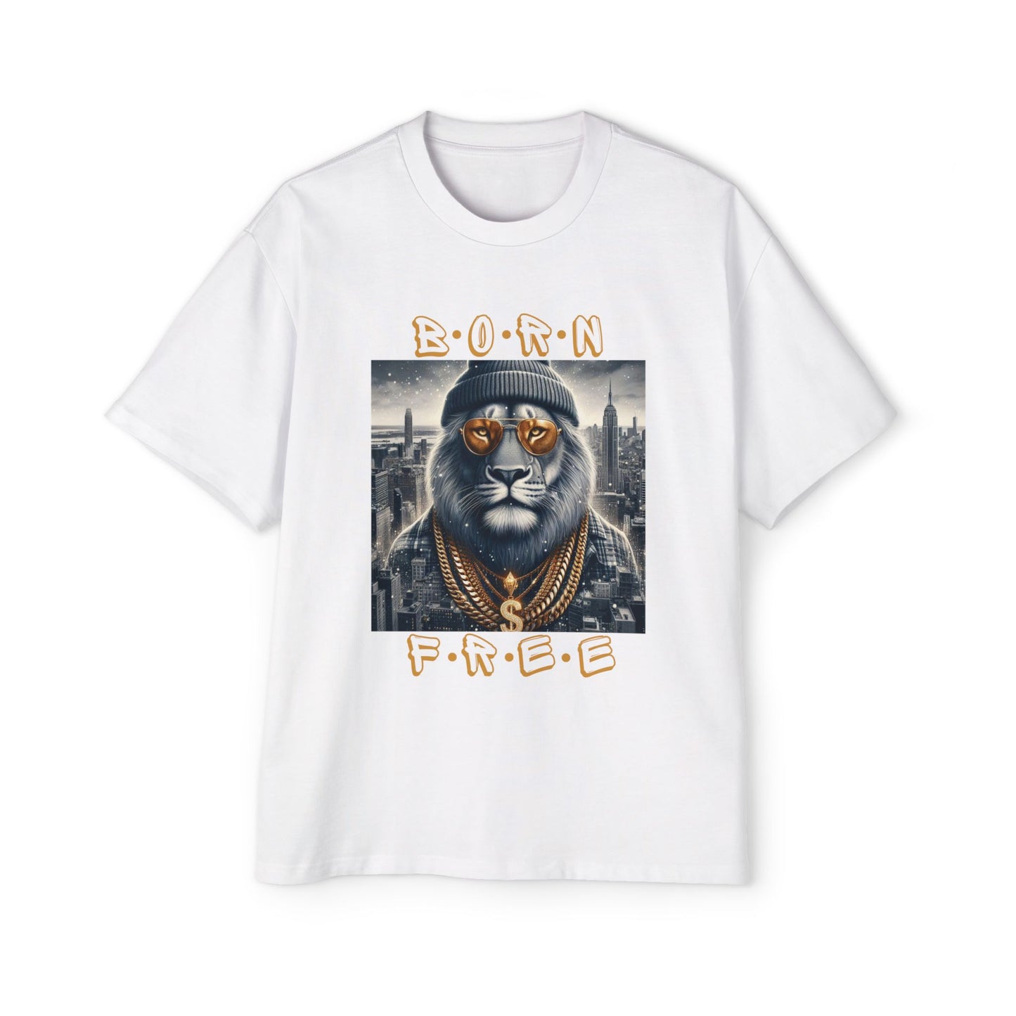 Men's Oversized Drop-Shoulder Crewneck Tee—BORN FREE