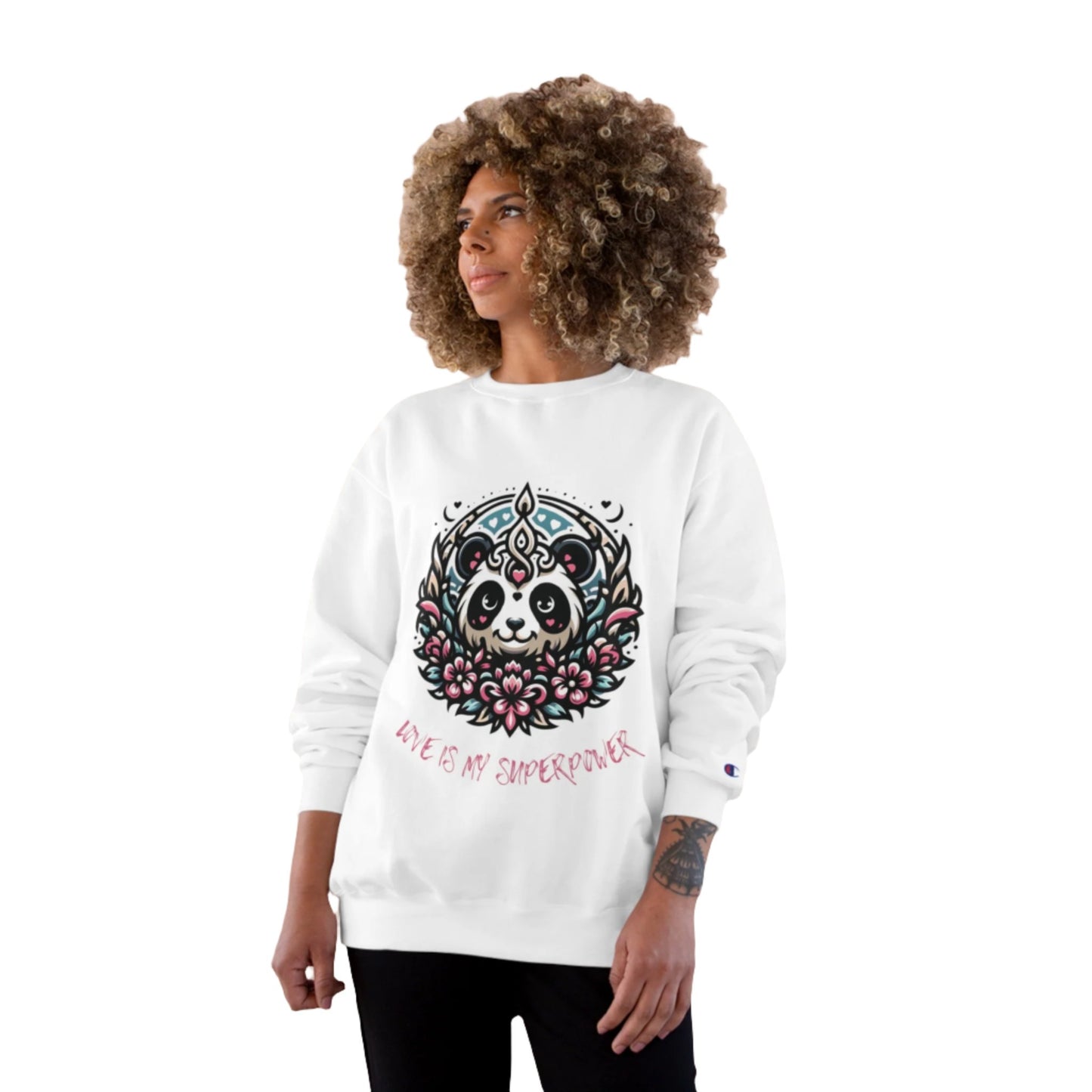 Champion | Women's Eco Crewneck Sweatshirt—Love Is My Superpower