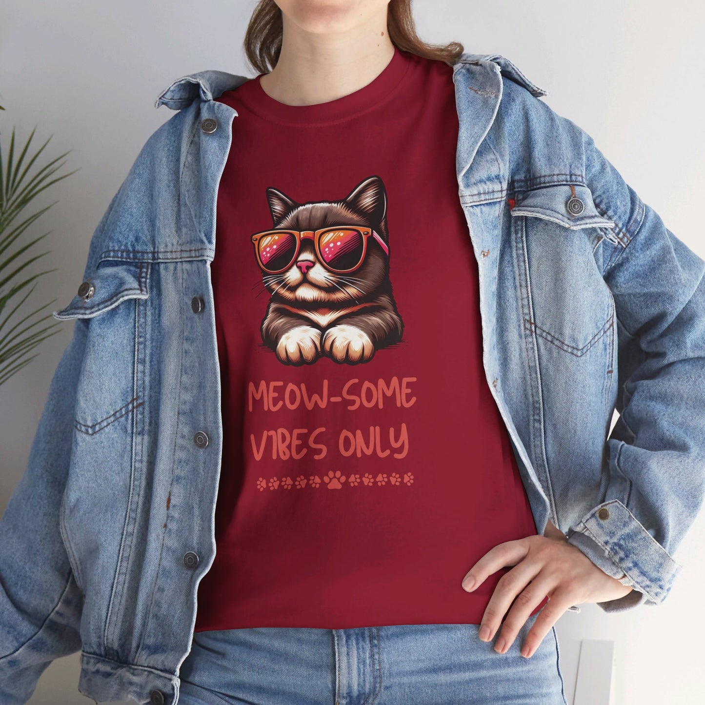 Unisex Heavy Cotton Tee—Meowsome Vibes Only