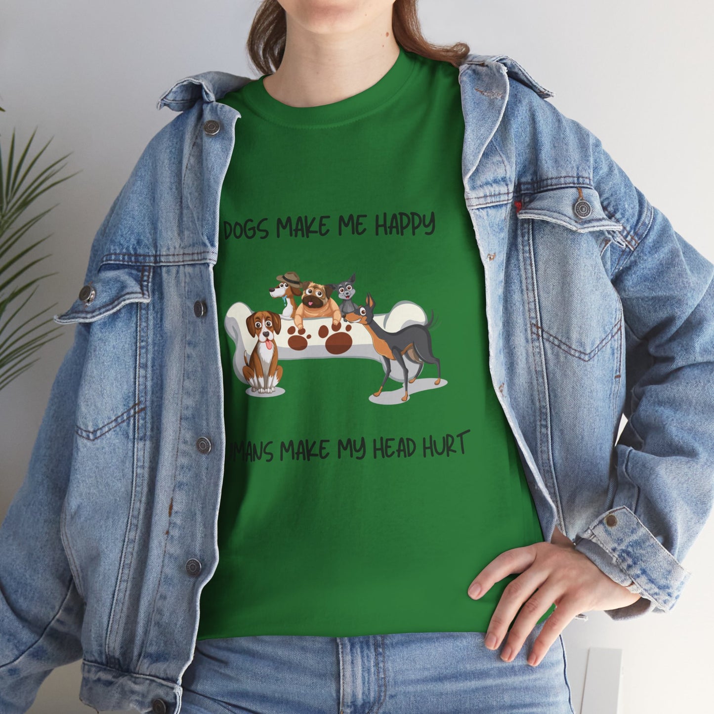 Unisex Heavy Cotton T-Shirt—Dogs Make Me Happy