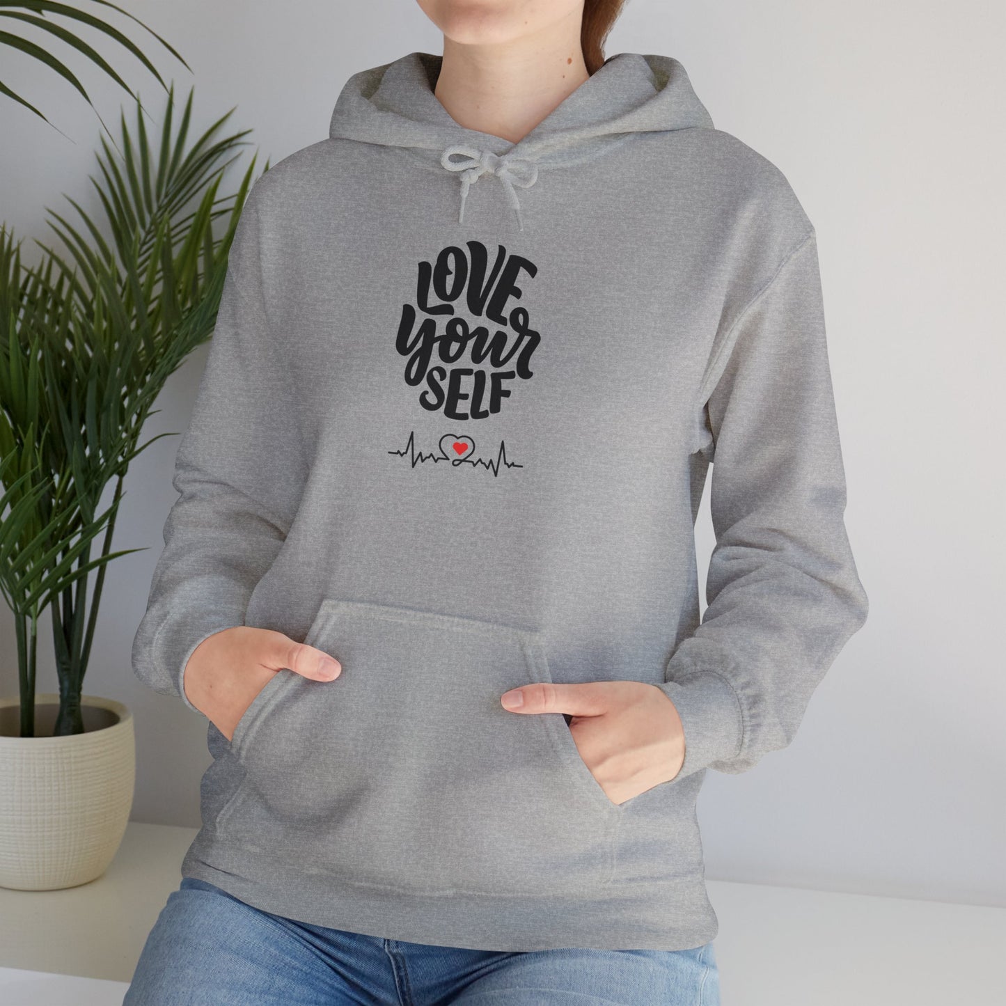 Unisex Heavy Blend Graphic Hooded Sweatshirt—Love Yourself