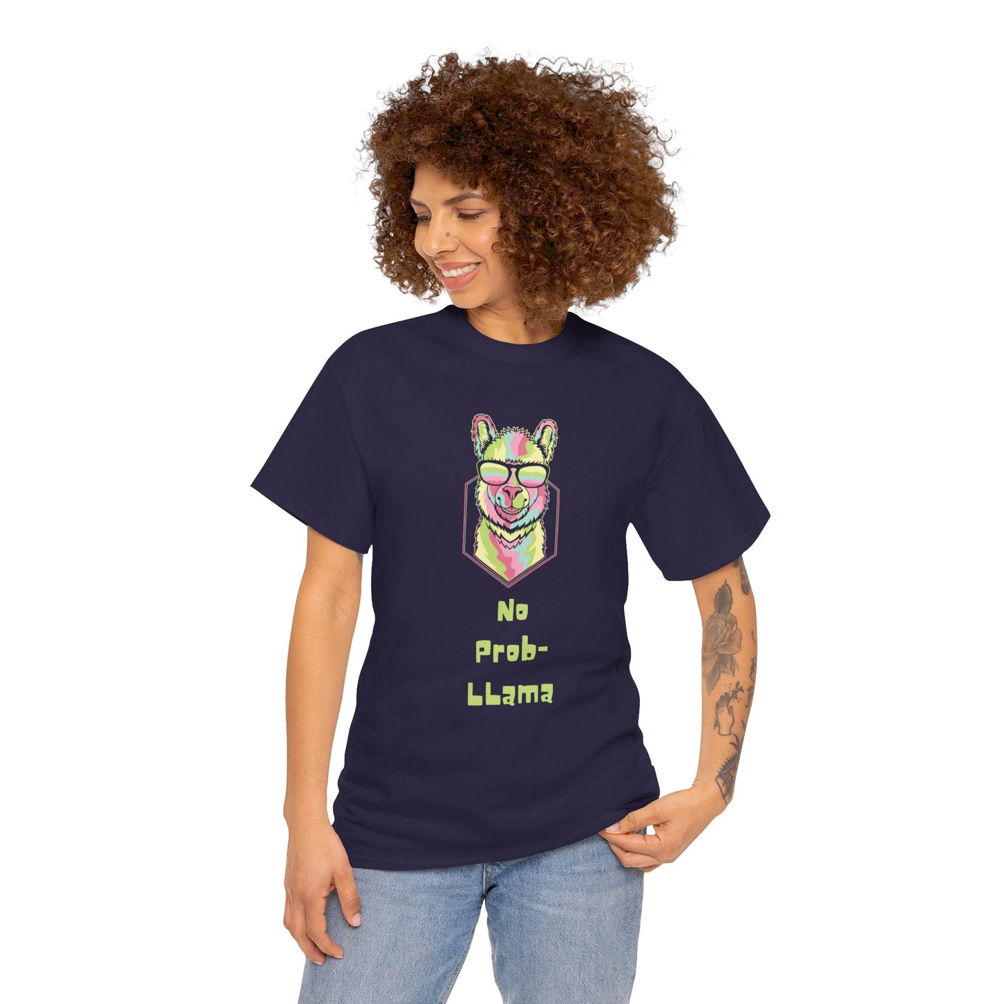 Unisex Heavy Cotton T-Shirt—No Prob Llama